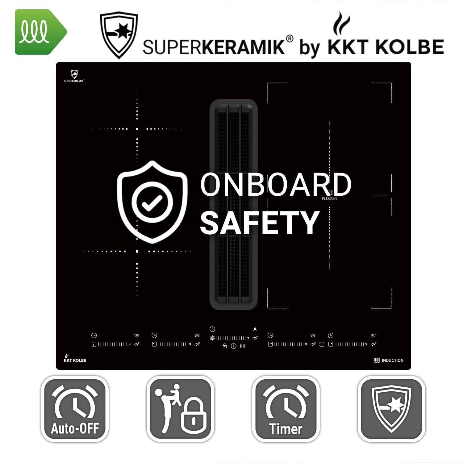 KKT KOLBE plaque induction avec hotte intégrée | 638 m³/h | 60 cm | 7,4 kW | 4 zones | 9 niveaux | sans cadre | IND600DRAFT