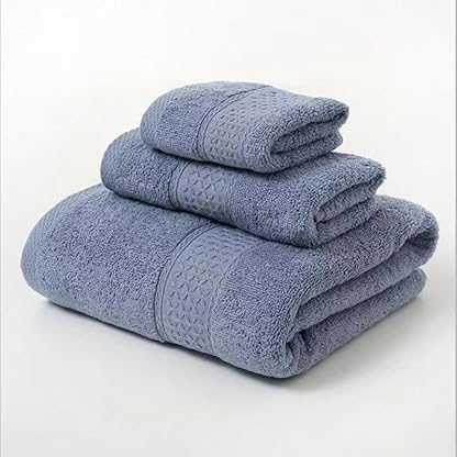 Namzi Handtuch-Set, 100 % Baumwolle, schnell trocknend, super saugfähig, leicht, weich, mehrfarbig, Blau, 3 Stück
