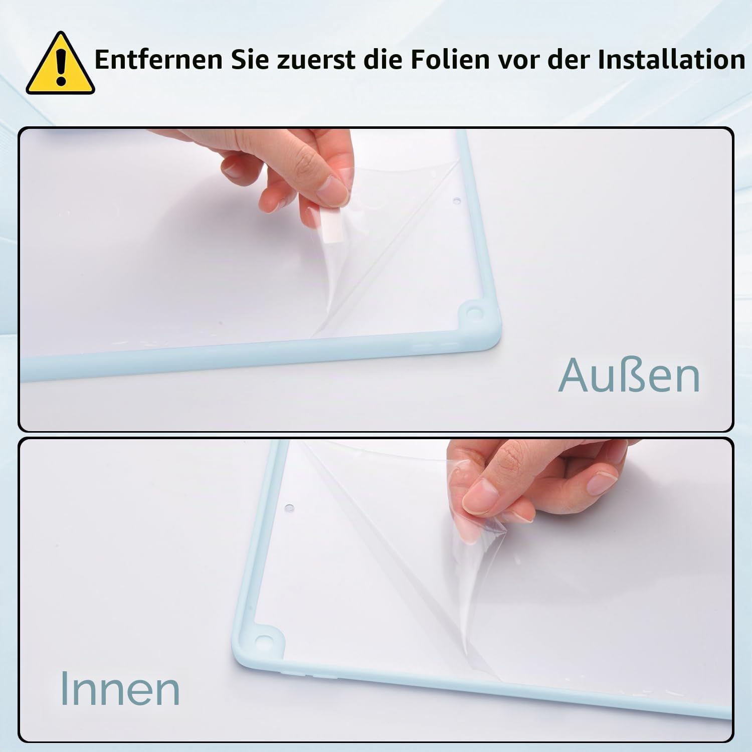 Cartoon-Pinguin-Schutzhülle für iPad A16 11. Generation 2025 11 Zoll / iPad 10. Generation 2022, 27,7 cm (11 Zoll), mit Stifthalter, faltbar, blaues Leder, niedlich, transparent
