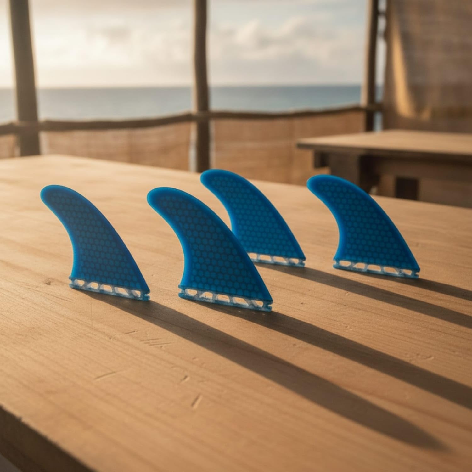 ZOOMELLA 3 Pieces Honeycomb Thruster Fin Set Translucent Surfboard