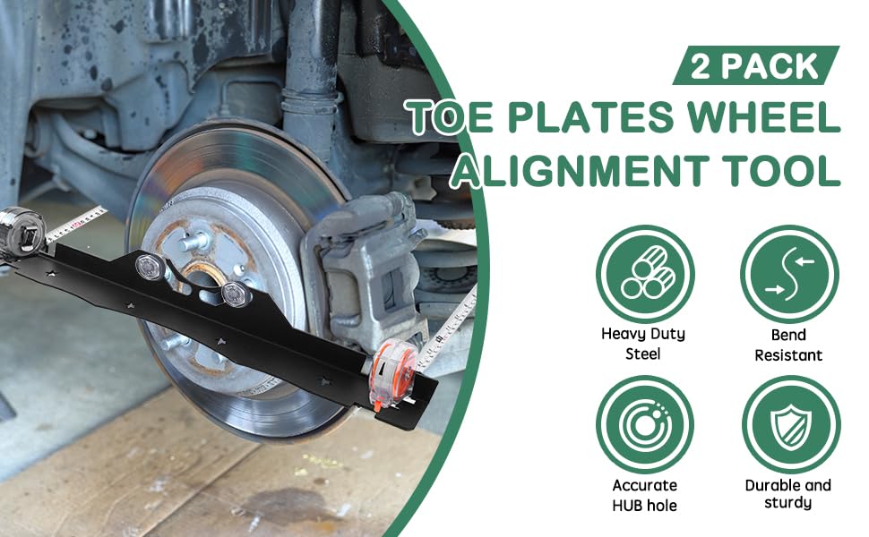 Image of 2 Pack Heavy Duty Wheel Alignment Tool Kit - Black Toe Alignment Tool Plates Measures,Hanging Hole Design - Fast and Accurate Measurements,Suitable for Various Vehicles