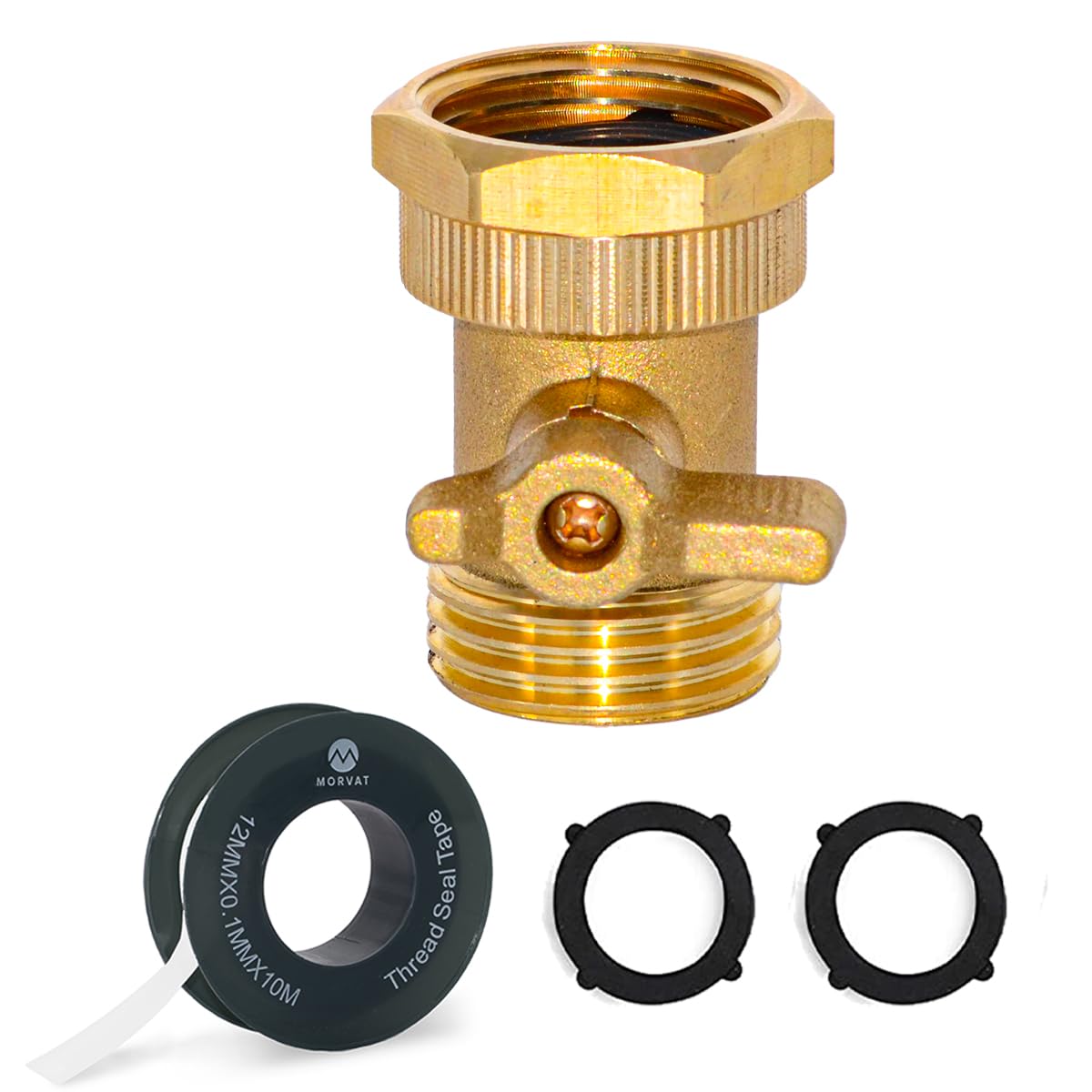 Morvat Heavy Duty Brass On/Off Garden Hose Hexagonal Connector Shut Off ...
