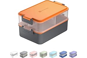 linoroso Stackable Bento Box - Premium Lava Orange Bento Lunch Box for...