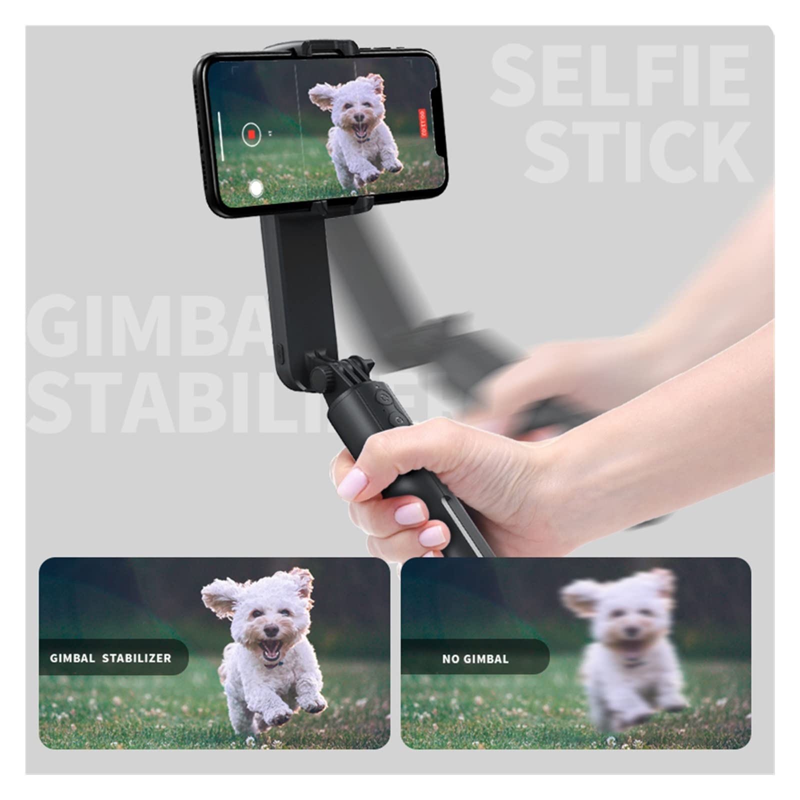Stabilizzatore Gimbal Telefono cellulare Selfie Stick Treppiede Wireless Remote for Smartphone Video Shooting Vlog Trasmissione in diretta(Noir)