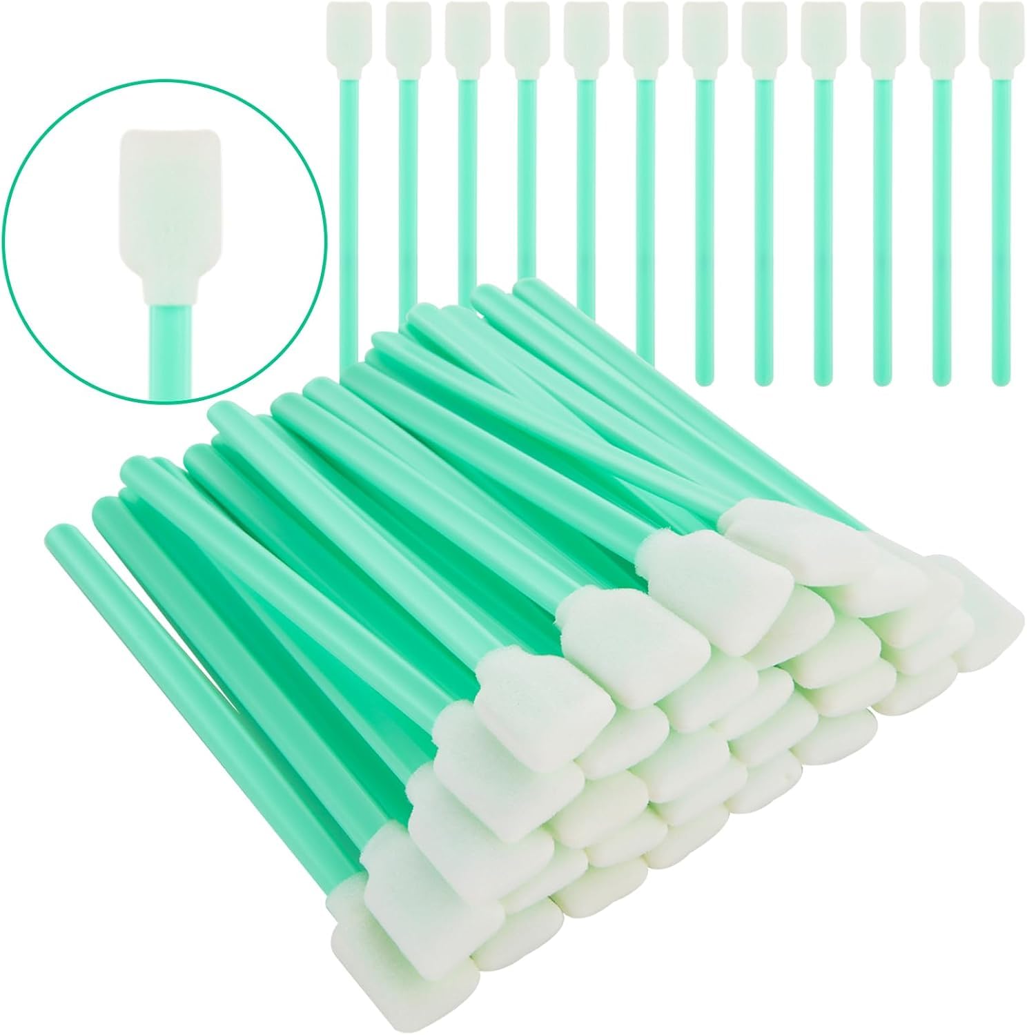 Square Foam Cleaning Swab Sticks, Foam Tip Cleaning Swabs, Rectangle Foam Cleaning Swabs, Square Tip Swabs Sponge Stick for Camera, Optical Lens, Optical Equipment, Green (Green) - Image 2