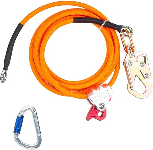 Kit de línea de acero de 12 pulgadas x 8 pies, cordón ajustable con núcleo de acero, arnés de escalada para árboles trepadores