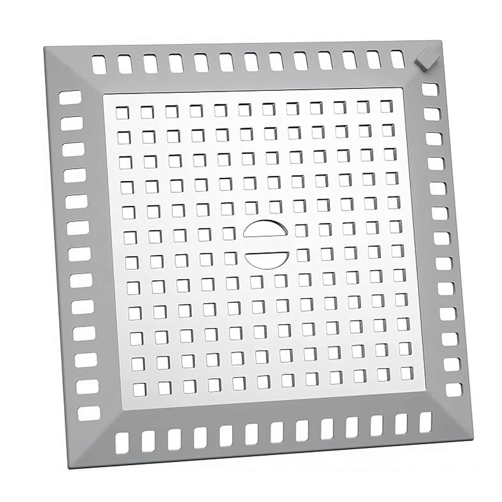 Shower Drain Cover Hair Catcher Square 12.3cm, 304 Stainless Steel Drain Protector with Silicone Edge, Prevents Clogged Drains, Fits Bathroom Shower Tray Bathtub Floor Drain Up to 12cm