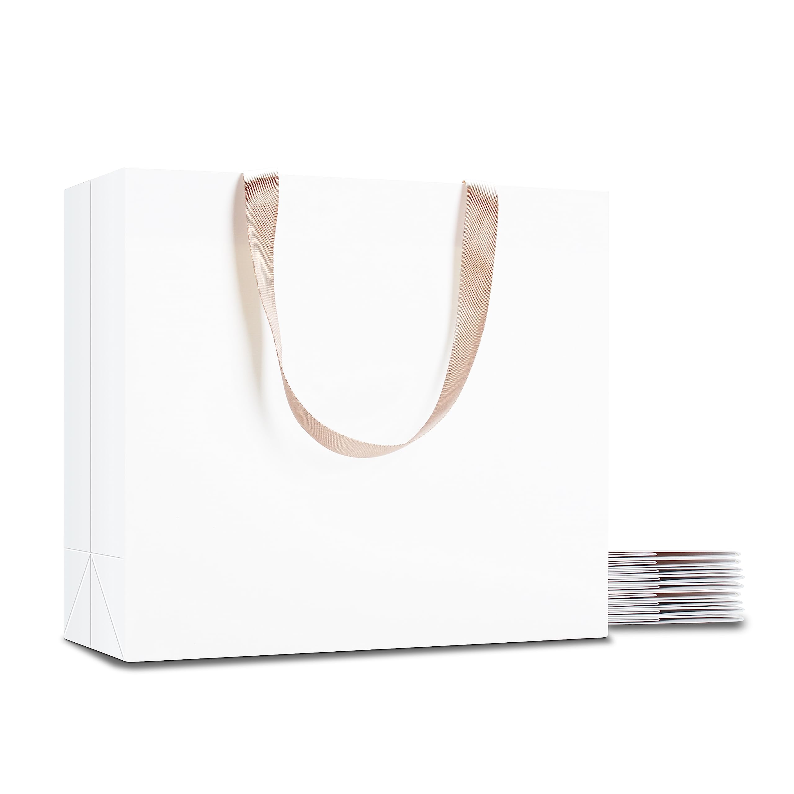 YACEYACE White Gift Bags Large, 10Pcs 12.5"x4.5"x11" With Handles - Paper Shopping, Wedding, Boutique, Retail Bags Bulk