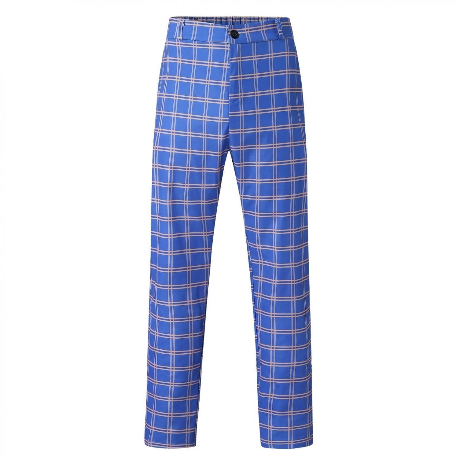 Pantalones De Vestir Para Hombre, Pantalones De Vestir A Cuadros Para Hombre, Corte Recto, Cintura Expandible, Plisados, Pantalones De Traje, Pantalones De Negocios A Cuadros pantalones ocio