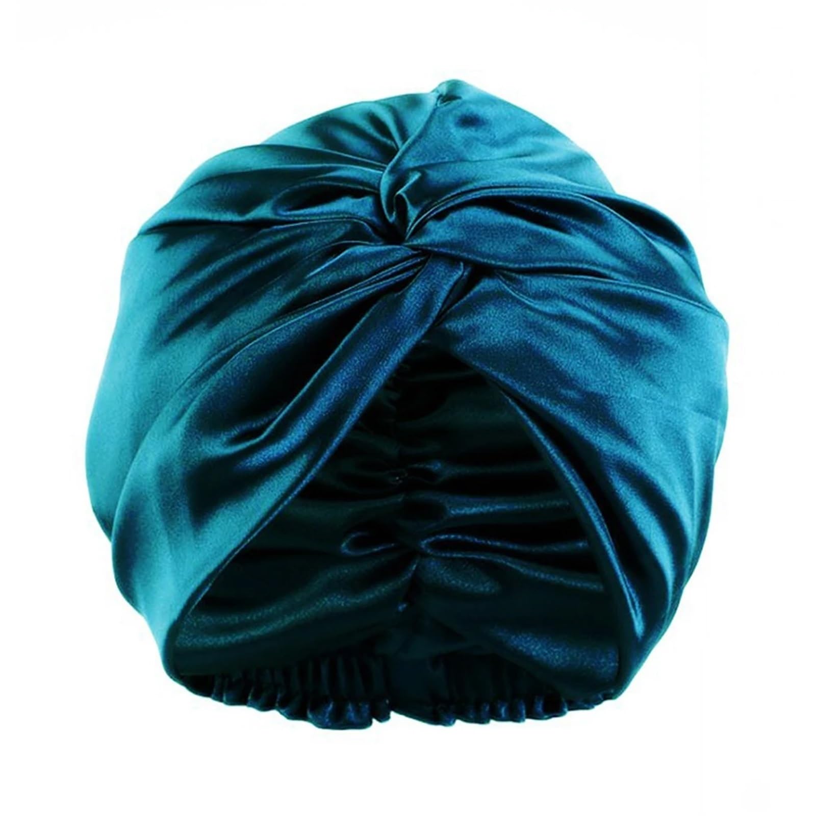 Gorro de seda para dormir Gorro de dormir seda doble for mujer, gorro nocturna con cinta elástica for el cuidado del cabello largo(Blue)