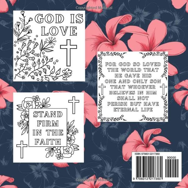 Mini Coloring Book GOD IS LOVE BEAUTIFUL BIBLE VERSES (Volume 2): 7.5 x 7.5 Pocket Size For Travel On The Go, Easy Biblical Quote Designs for Calming Stress for Beginners, Seniors, Adults and Kids image 3