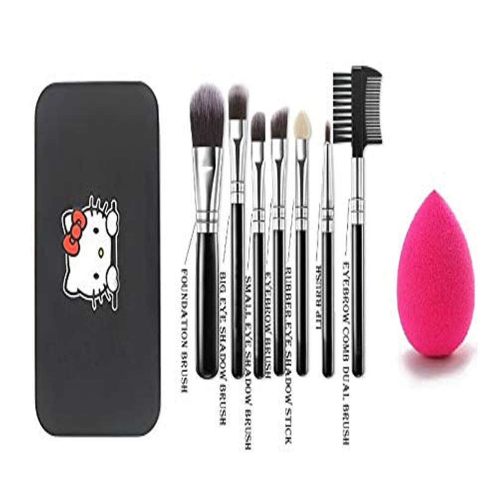 adbeniMakeup Brush Set of 7(Colour May Vary) with Storage box + sponge puff(Colour May Vary)