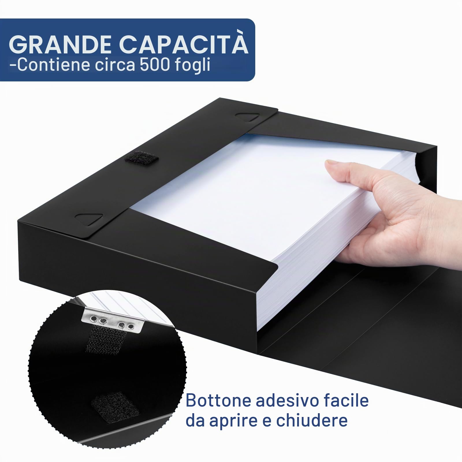 10 Pezzi Scatola Archivio A4 con Coperchio, Dorso da 55 mm, Nero