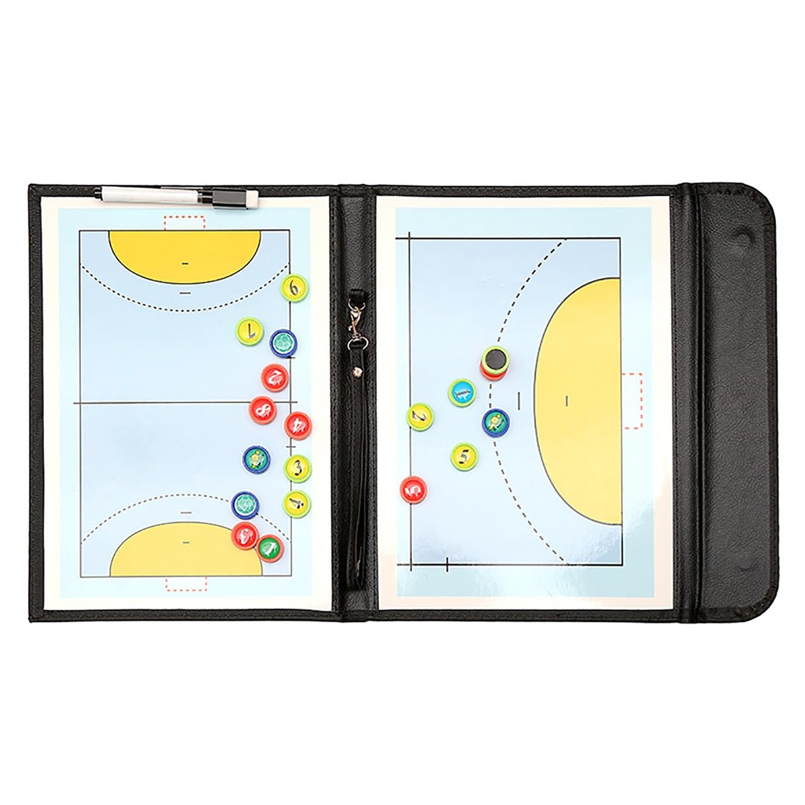 Pizarra con Marcadores Magnéticos para Balonmano, 1 Tablas de Entrenamiento de Balonmano con Bolígrafo Borrable y Diseño Asa, Resistente al Agua y Duradera, Enseñanza Instrucción
