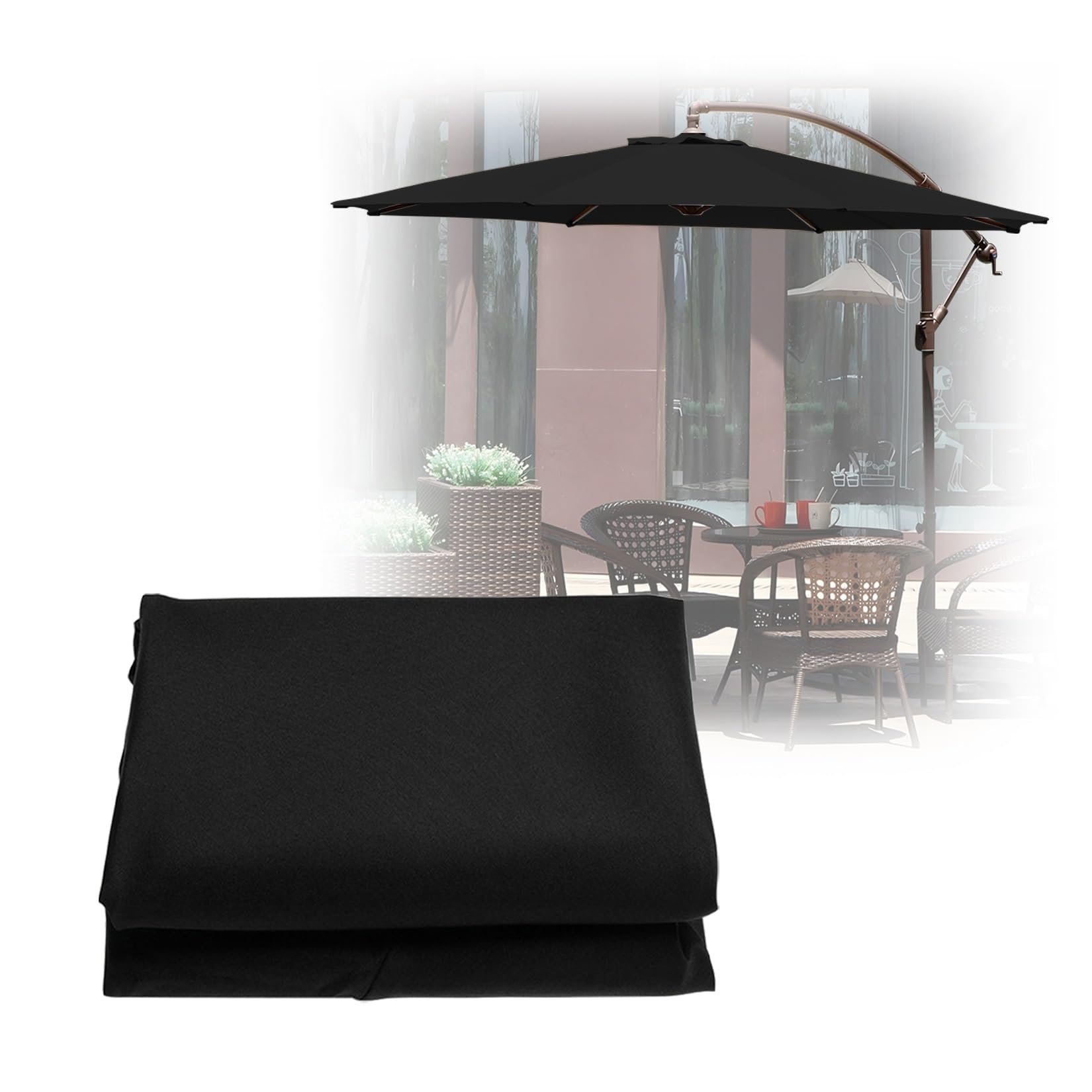 ESOYAWE Garden Parasol Covers Replacement Parasol Canopy, 6 Ribs 8 Ribs Patio Umbrella Replacement Canopy, Waterproof UV Protection Outdoor Parasol Fabric Replacement (Canopy Only)