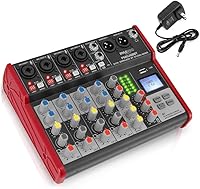 Pyle PMXU68BT 6-Channel Bluetooth Studio Mixer w/ USB Interface & +48V Phantom Power - Portable DJ Console for Recording & Live Performances