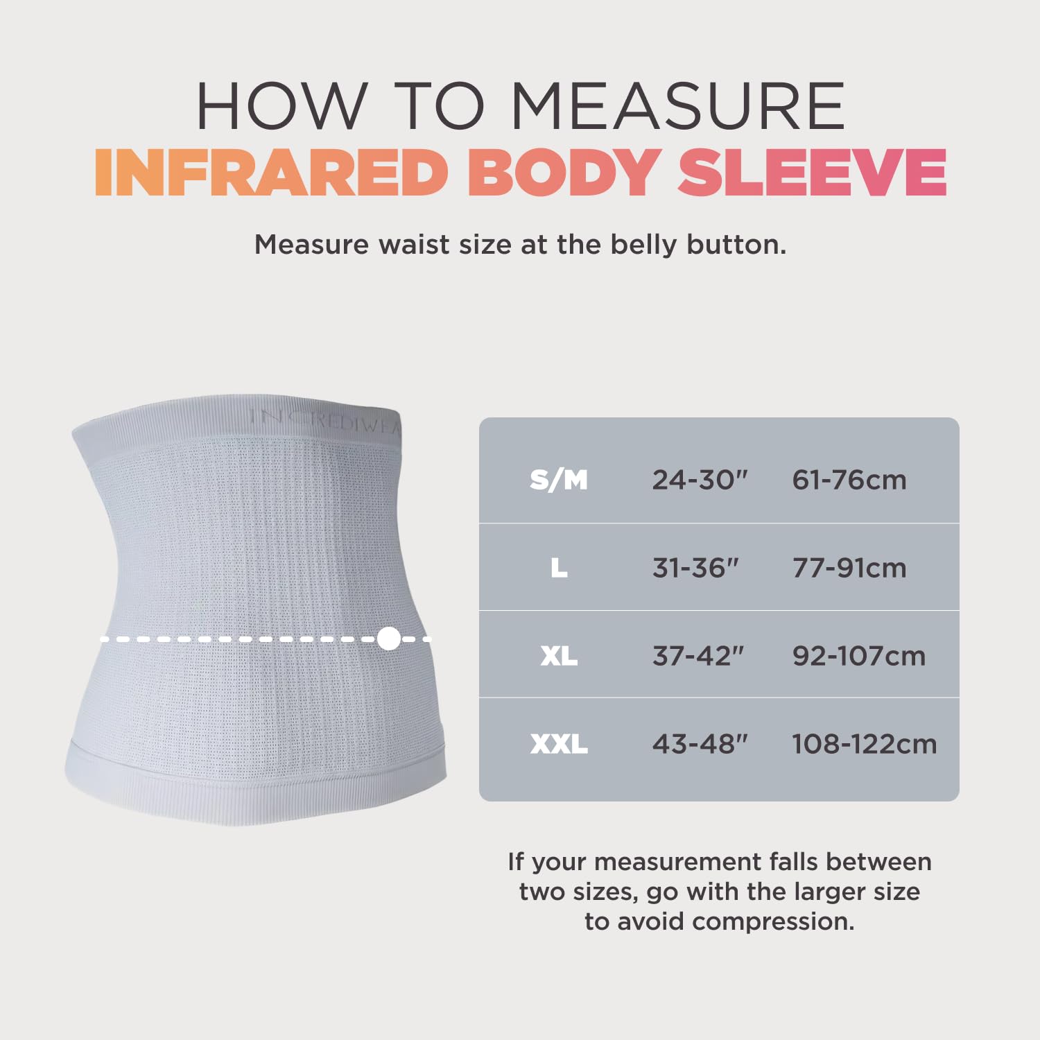 Incrediwear Inc Body Sleeve, Unisex, White, Large