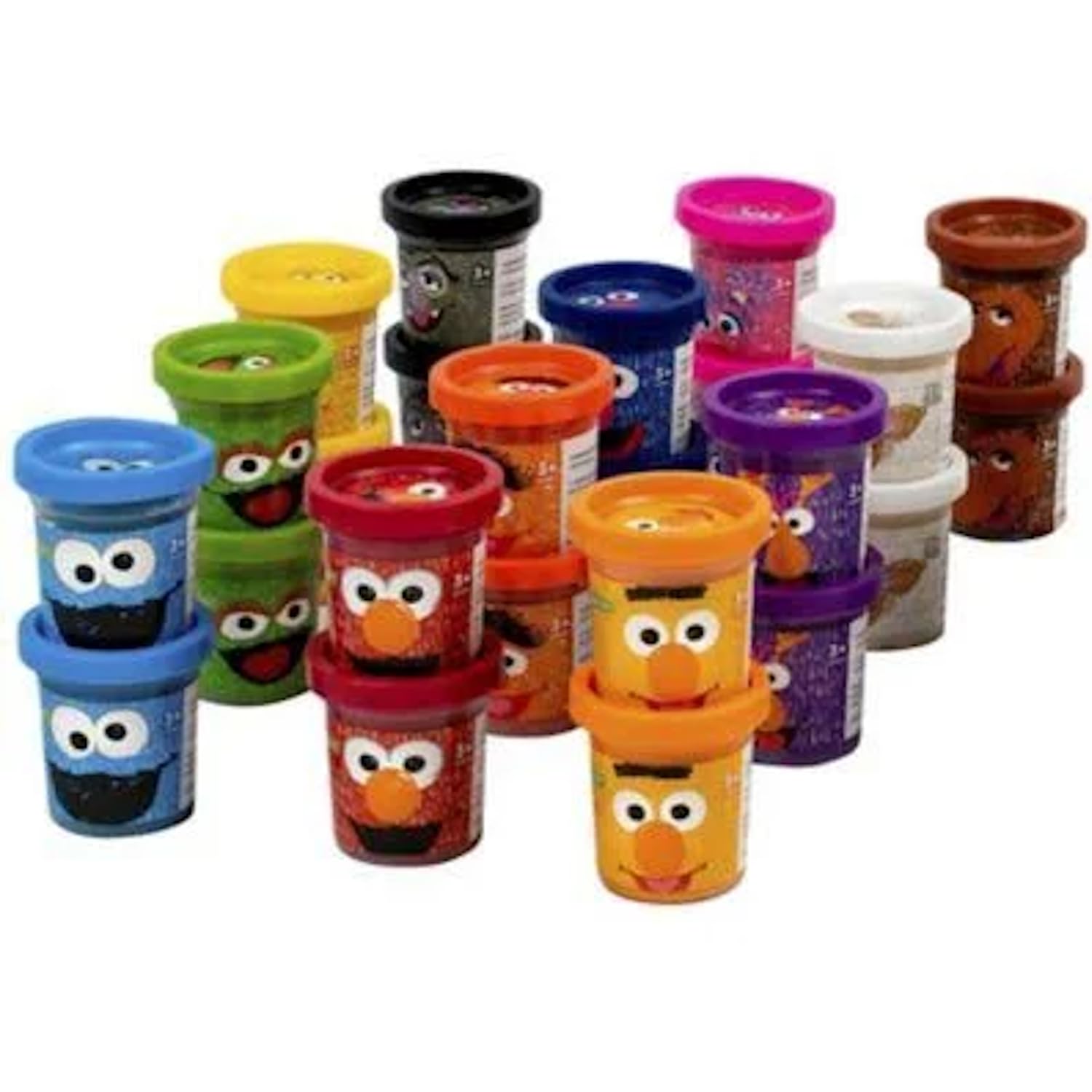 Leap Year Sesame Street 24-Pack of Dough With Carrying Handle, Includes 24 cans of 2oz Dough in 12 popular colors, Gift for Kids