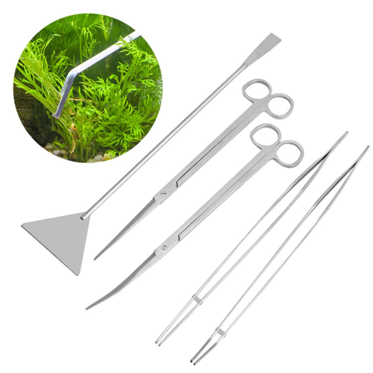 VANZACK 6 in 1 Aquarium Tool Kit Plant Tweezers Scissors Fish Tank Cleaning Tools Perfect for Freshwater and Saltwater
