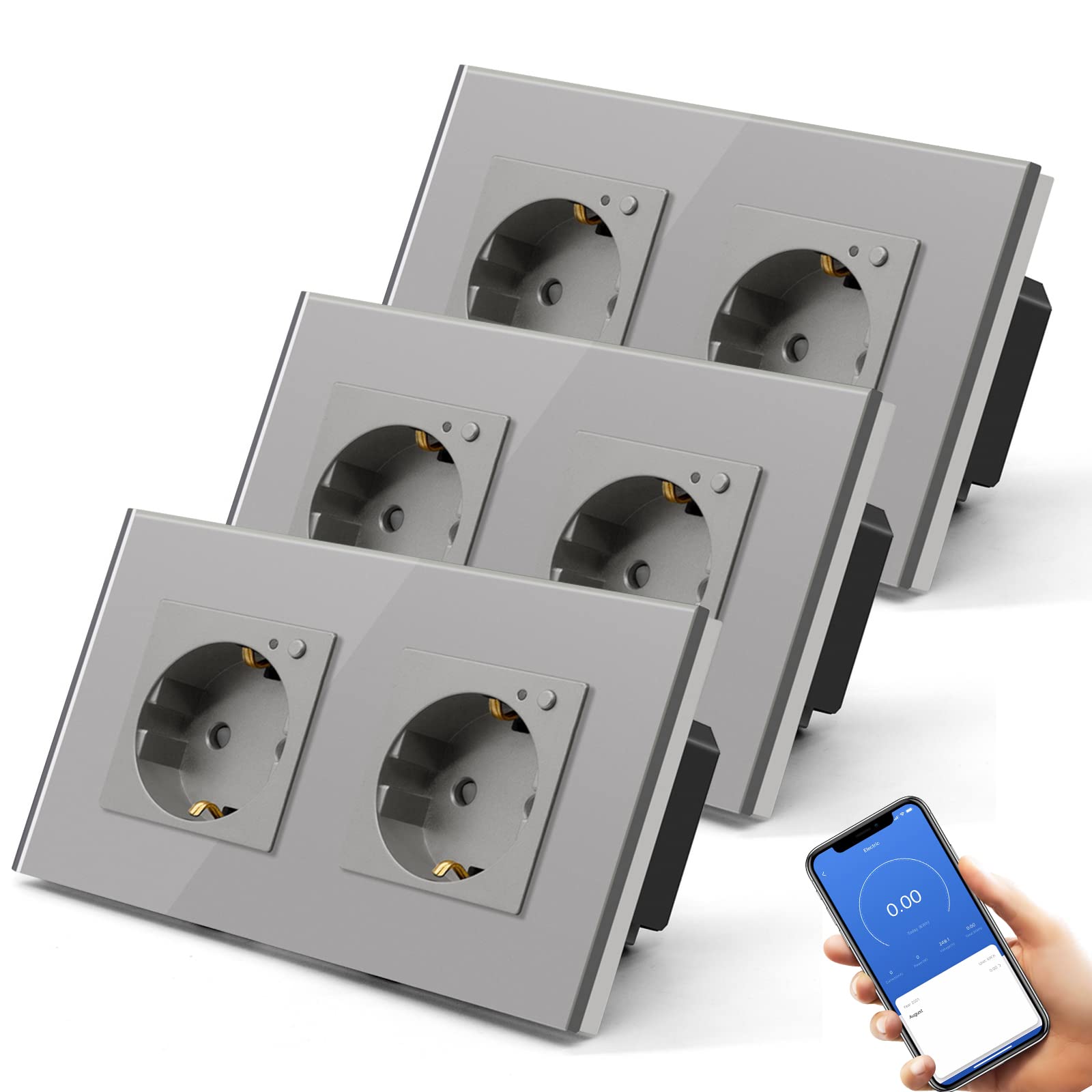 BSEED Enchufe Inteligente con 20W USB y Tipo C,Mate Enchufe Pared Wifi con Medidor Consumo,Control Remoto por APP & Voz,Requiere Cable Neutro,1 Enchufe,Blanco 86mm — view 70