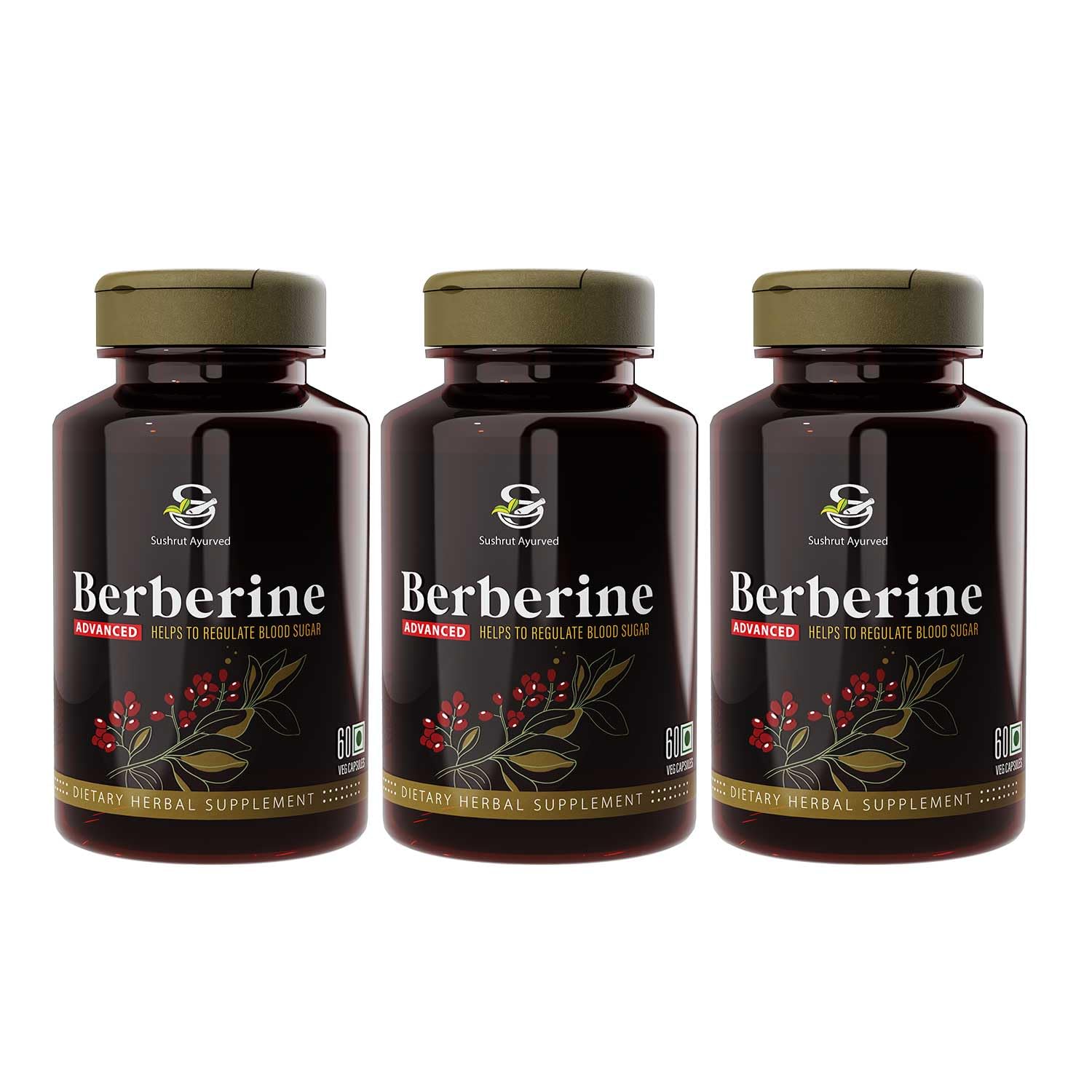 Berberine Advanced 500mg Capsules for Glucose Balance, Optimal Metabolism & Weight Management – Plant-Based Formula with Banaba, Piperine & Cinnamon Extracts [Vegan Friendly] (Pack of 3 - 60 Capsules Each)