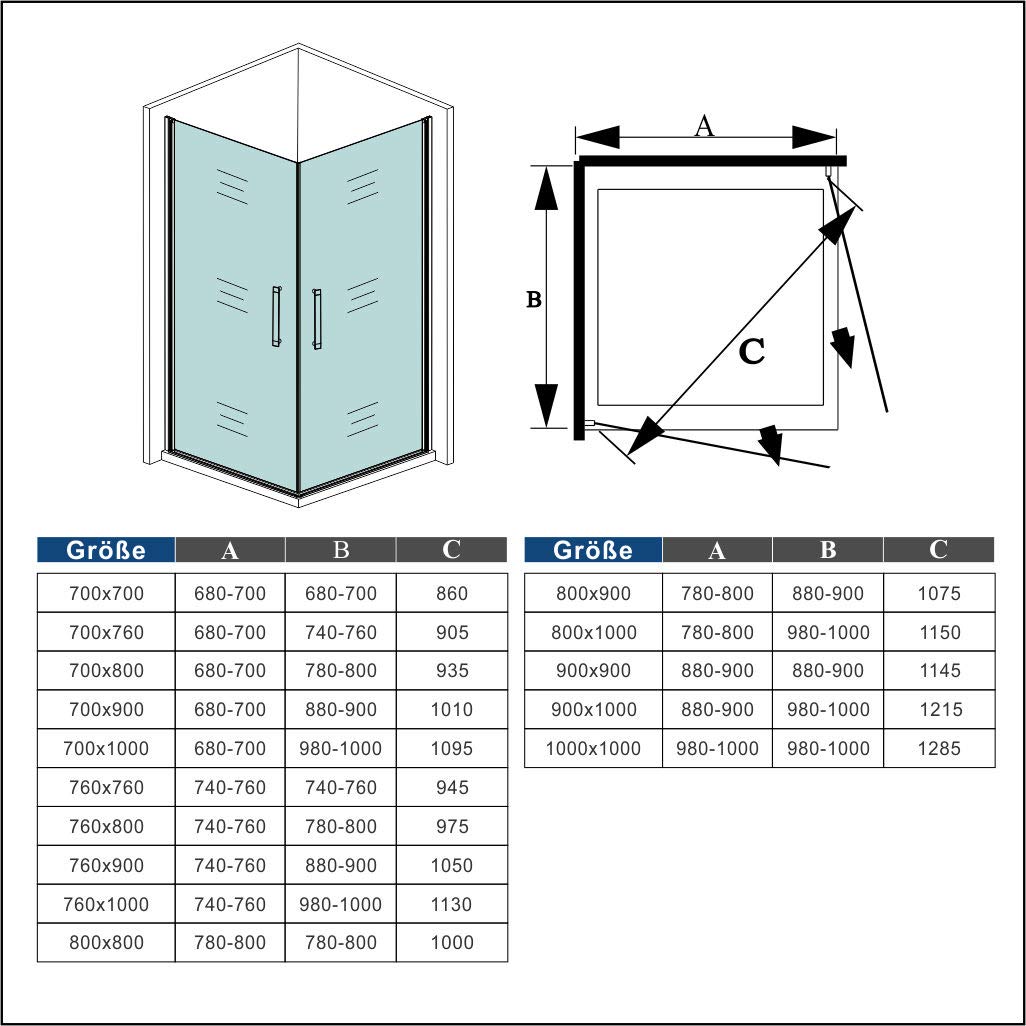 Mamparas de Ducha Doble Puerta Pivotante Gris mate 5mm Angular 90x80x185cm