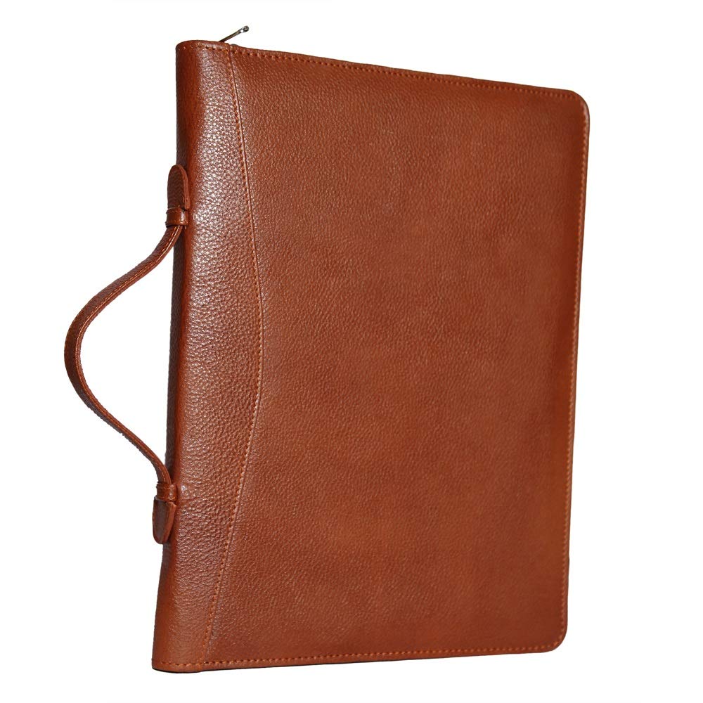 RICHSIGN Leather Accessories File Folder 360 Degree (A4-Size) (Dimensions-L-10.5 X W-2 X H-14.5 Inch) (TAN)