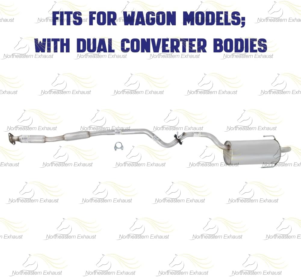 Northeastern Exhaust Resonator and Muffler Kit Compatible for 2000 Subaru Outback 2.5L, Stainless Steel, Free Gaskets, Clamp and Spring Bolt Kit Included, Direct Fit