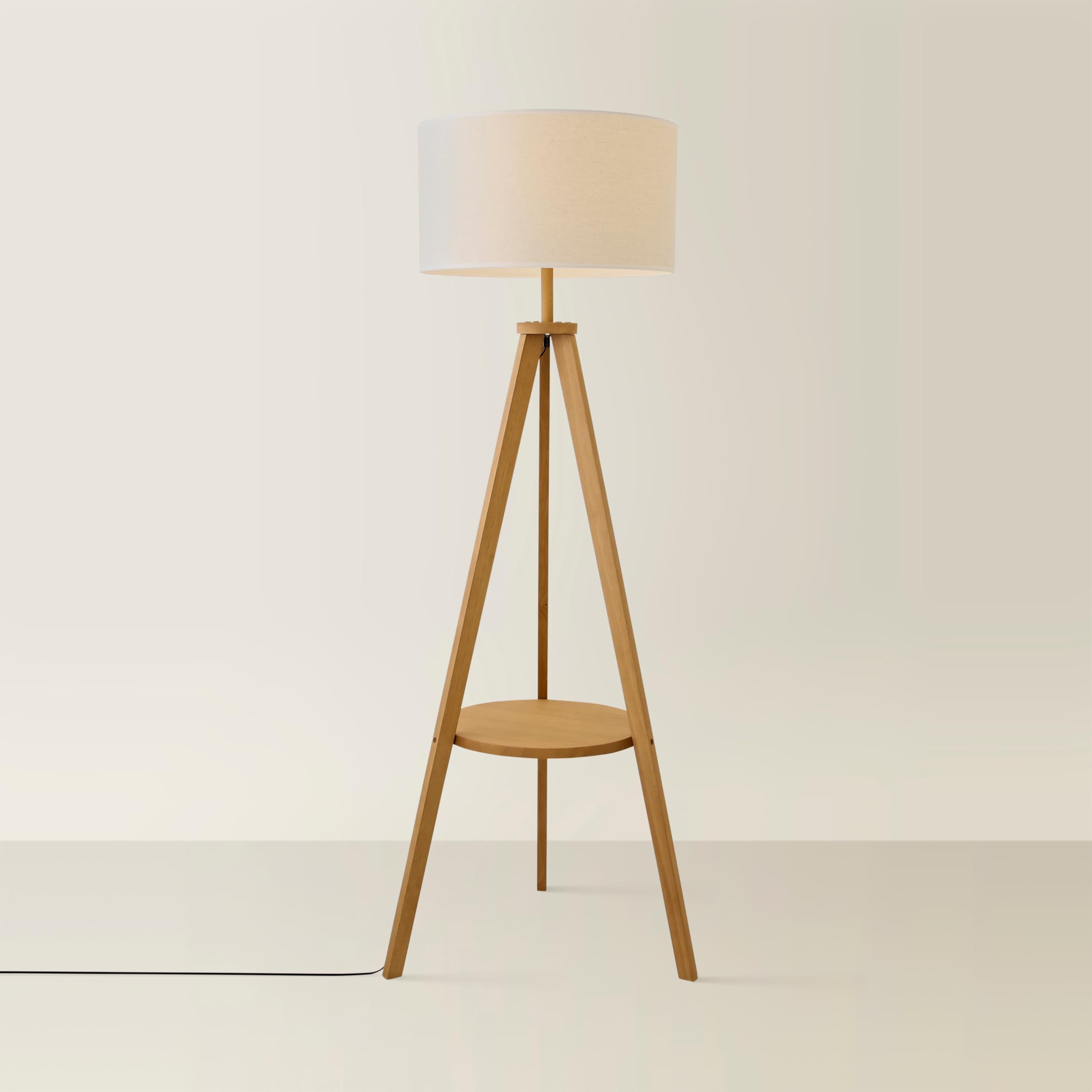 ValueLights | Morrigan Rich Wood Tripod Floor Lamp with Linen Drum with Trim Shade | Floor Lamps, Home Décor & Improvement Essential