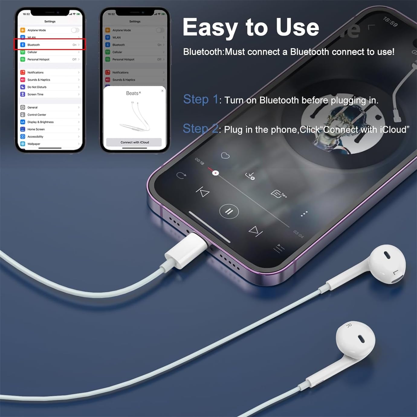 2 Pack Apple Earbuds iPhone Wired Lightning Headphones [Apple MFi Certified](Built-in Microphone & Volume Control)Noise Isolating Headset Compatible with iPhone 14/13/12/11 Pro Max/Xs Max/XR/7/8 Plus — view 7