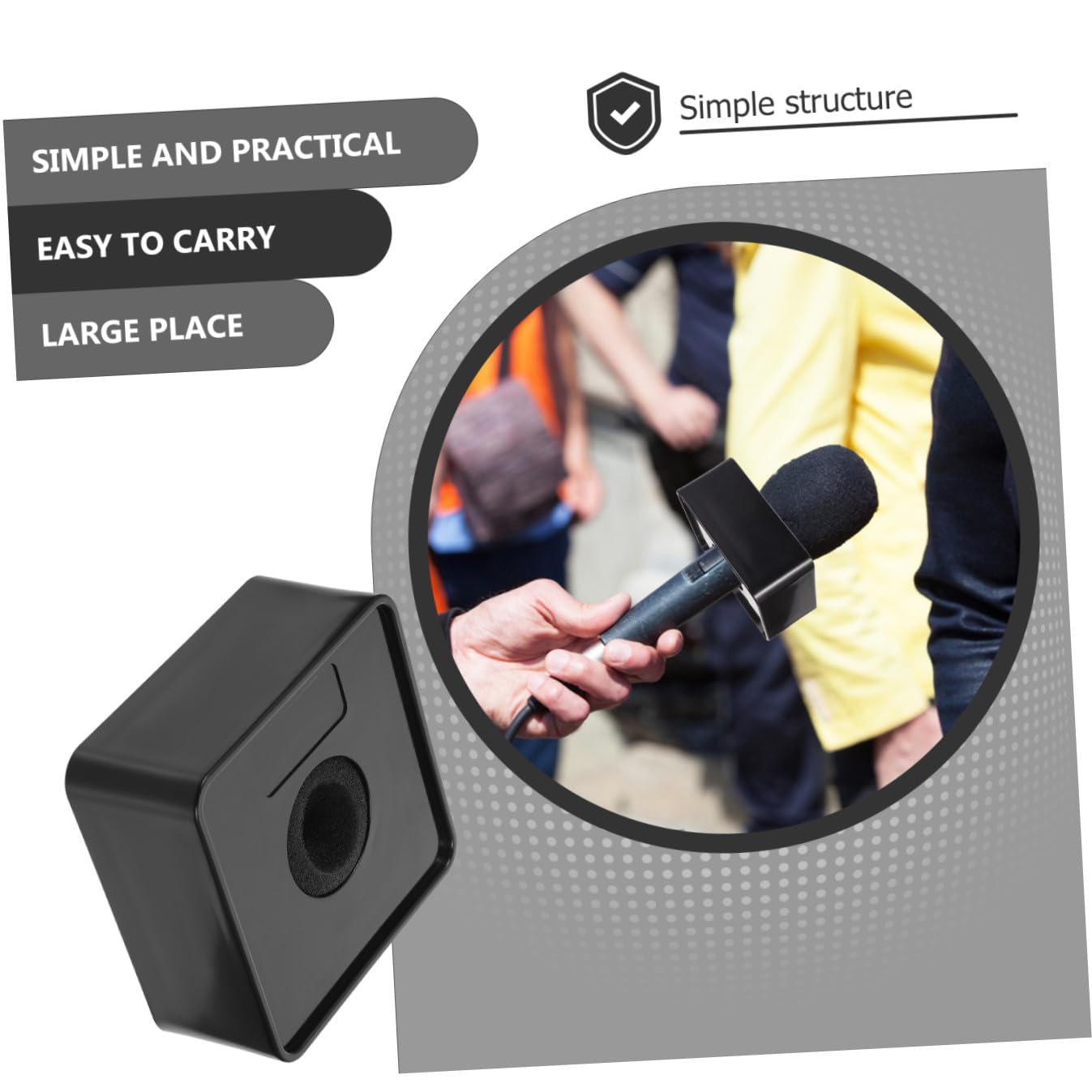 2pezzi Microfono Professionale Con Supporto Logo Per Presentatori Stazione Microfono Per Registrazioni Audio e Broadcast Base Stabilizzata e Design Elegante Nero