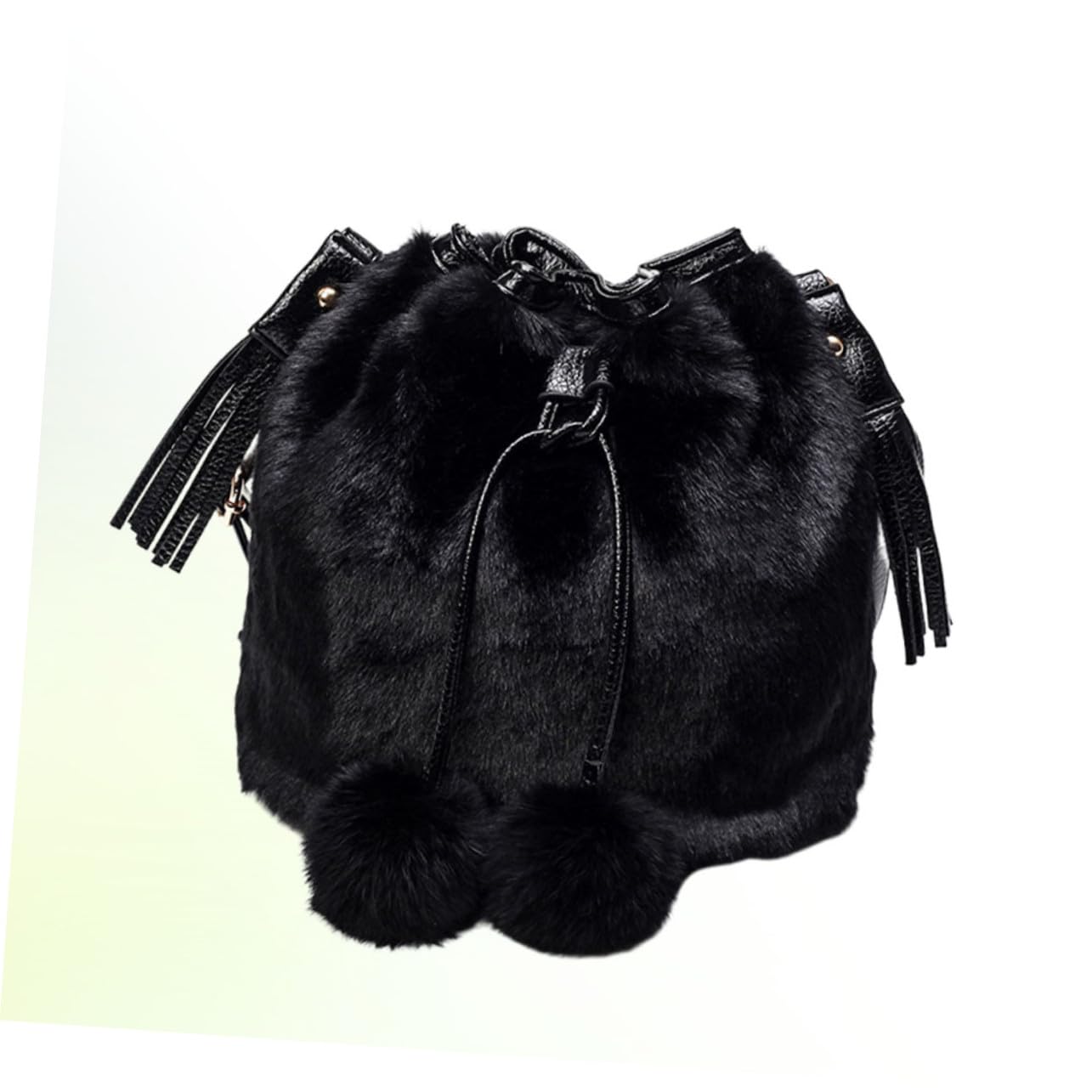 OUNONA Bolso Bombonera Mujer Negro de Poliéster Diseño de Cordón y Gran Capacidad, Bolso Bandolera Esponjoso Adecuado para Ir de Compras y Salir Estilo
