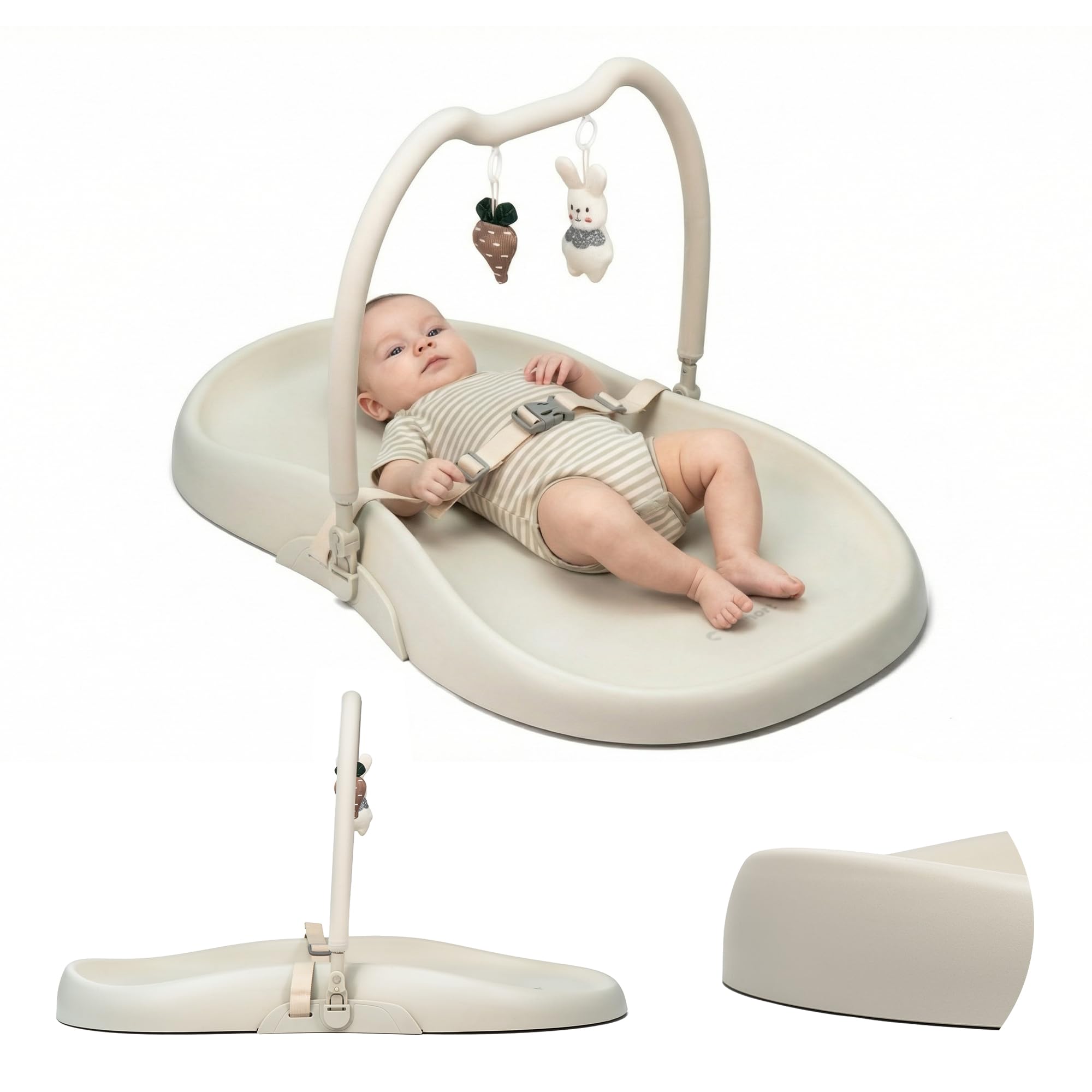 Beroring Wickelauflage Wickelunterlage abwaschbar mit erhöhten Seiten und verstellbarem Gurt rutschfester Unterseite für Wickeltisch Wickelkommode Wickelaufsatz für Babys Soft Linen