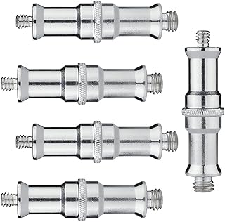 Camera Screw Adapter,5PCS Standard 1/4 to 3/8 inch Metal Male Convertor Threaded Screw Adapter Spigot Stud for Studio Light Stand Tripod Shoulder Rig Lighting Equipment Camera Cage Monopod - Silver