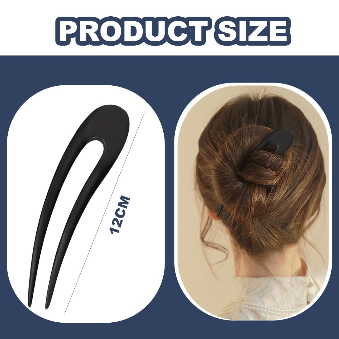 Bois en Forme de U Pince à Cheveux, Française Épingles à Chignon, Fourchette Piques Cheveux de Santal, Épingle à Cheveux à Double Fourche pour cheveux longs