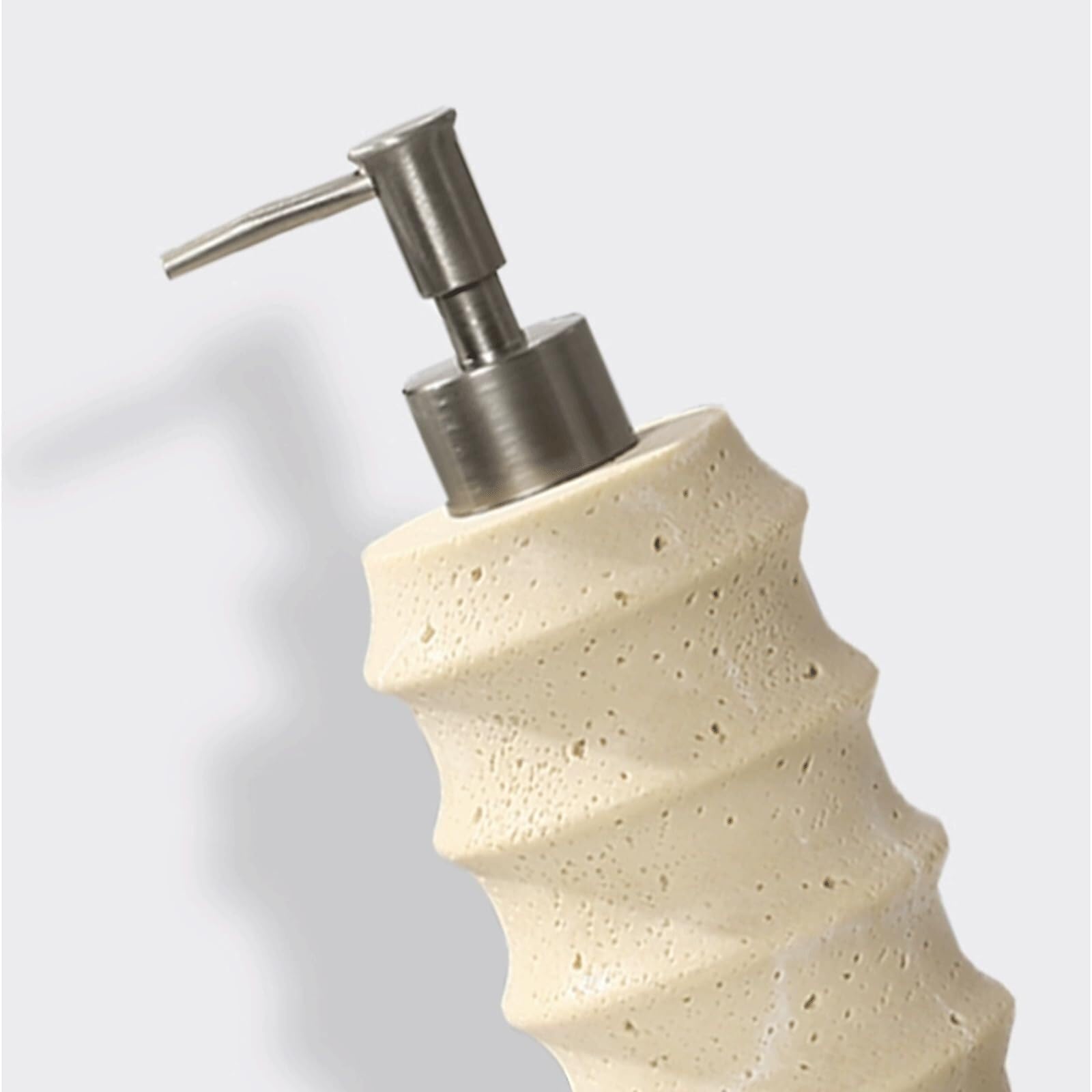 Set di accessori per il bagno Distributore di sapone for piatti da banco in pietra arenaria con pompa argentata Arredamento per gli affittuari(White Set-2)