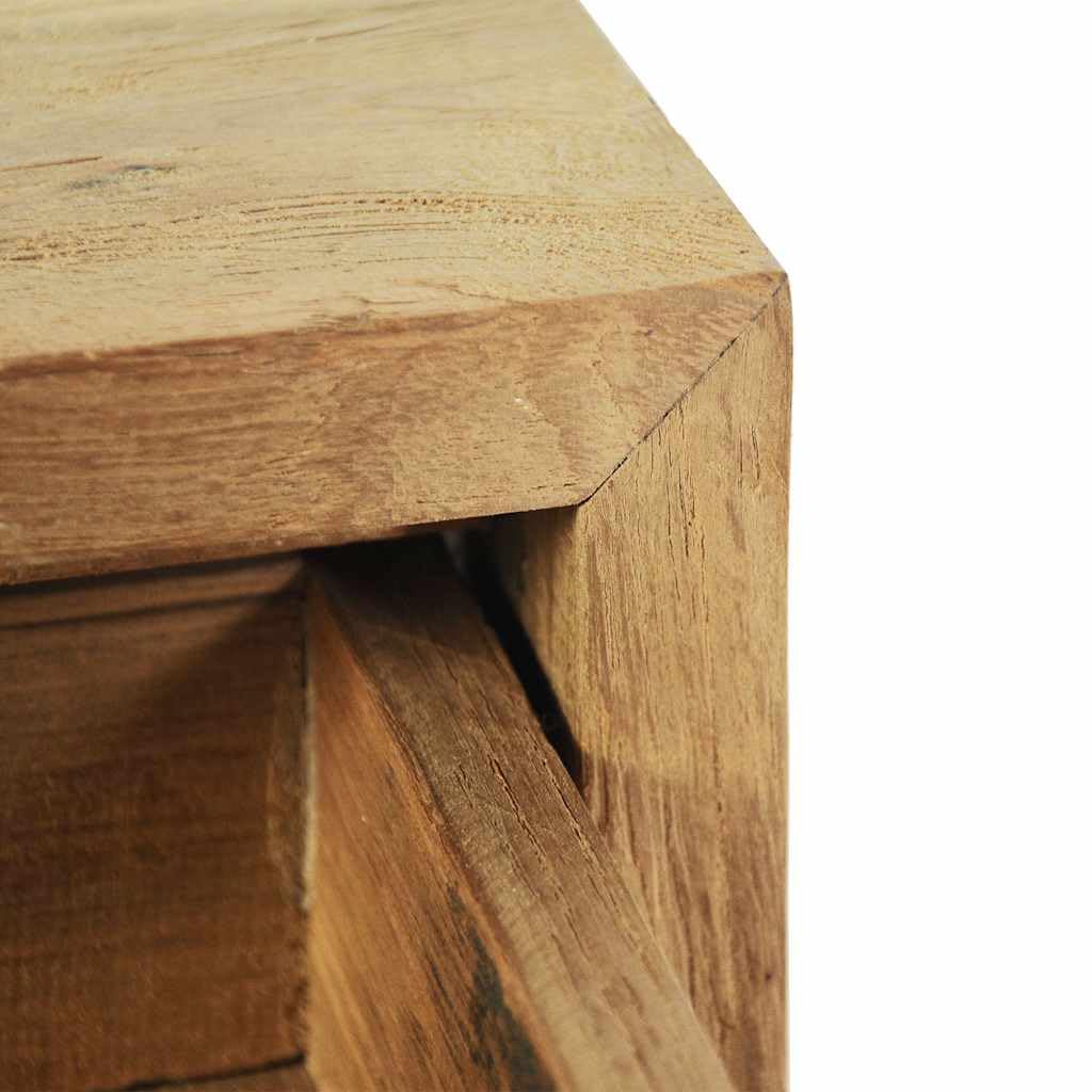 Mesita de noche de madera maciza, 40 x 30 x 50 cm, estilo colonial, con cajón y patas de hierro forjado, diseño rústico, espacio de almacenamiento, mesa auxiliar