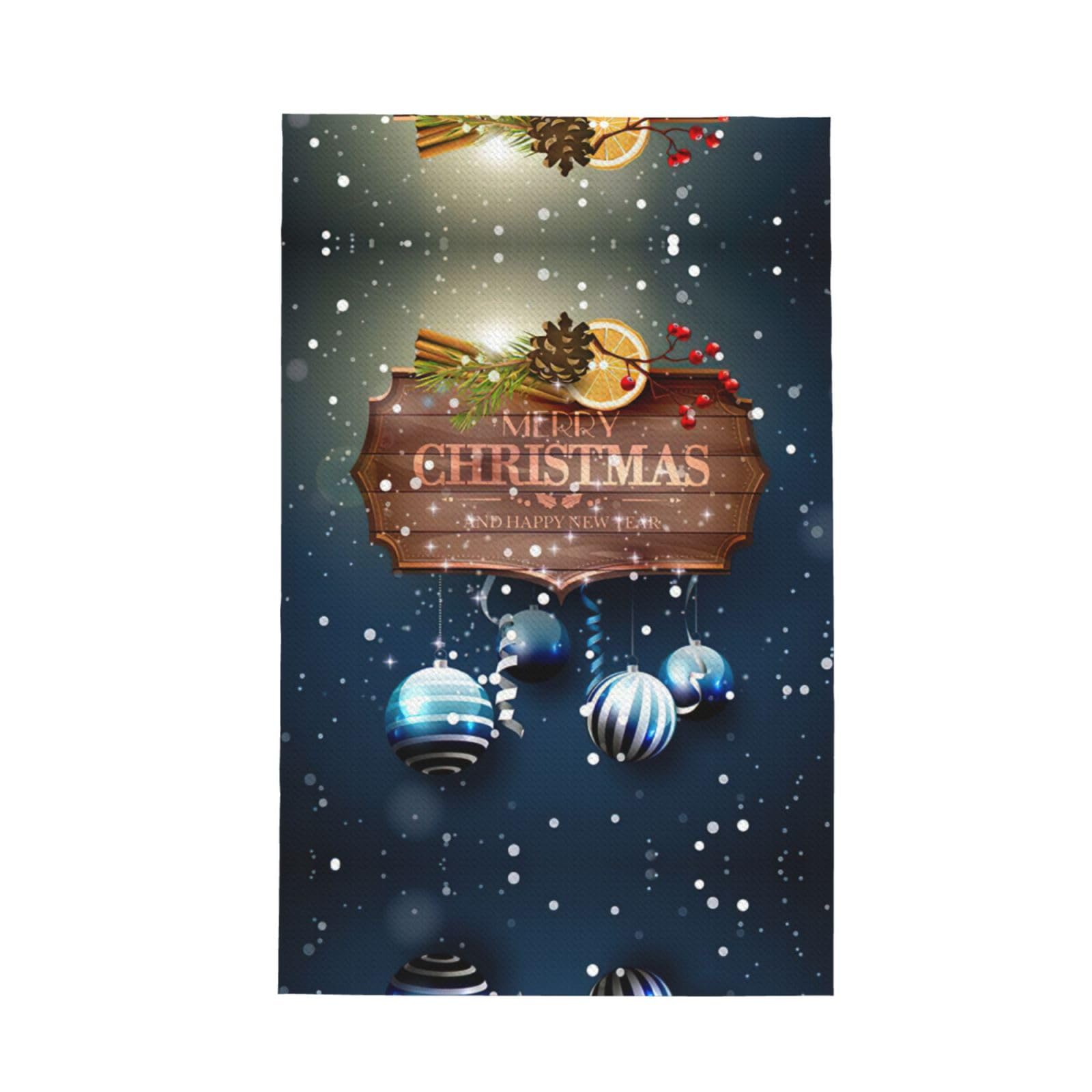 Xxahnbm Black Colorful Christmas Balls Print Waffle Kitchen Towel,Absorbent Hand Towel