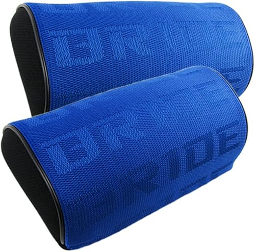 Q1-TECH, 2 piezas JDM Bride Recaro Racing Gradation para asiento de coche Cuello Reposacabezas Almohada Tela Asiento Cubo Material (NoviaAzul)