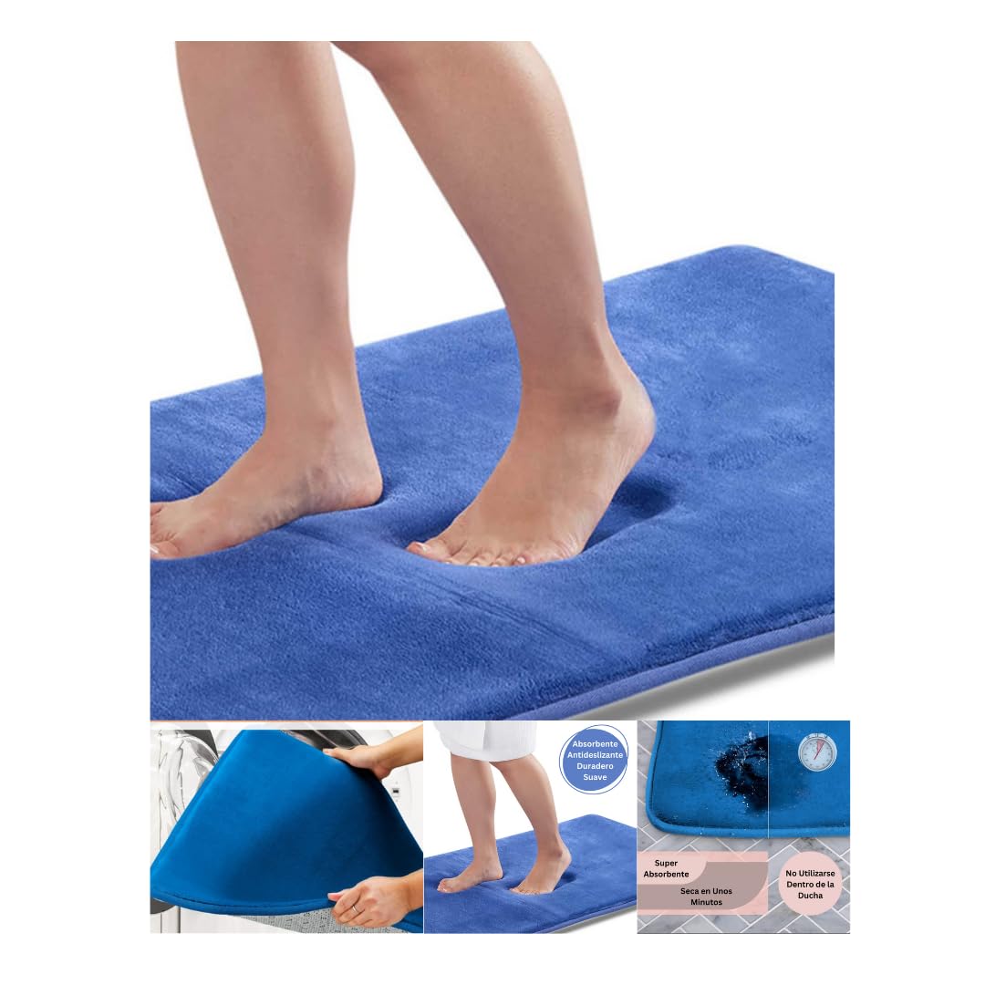 Alfombra Baño Absorbente Antideslizante Suave y Comoda,Alfombra Ducha Microfibra 40x60 Calidad,Alfombra Baño Secado Rapido,Alfombrilla Ducha,Alfombrilla Lavable a la Lavadora,Tapete (Azul Celeste)