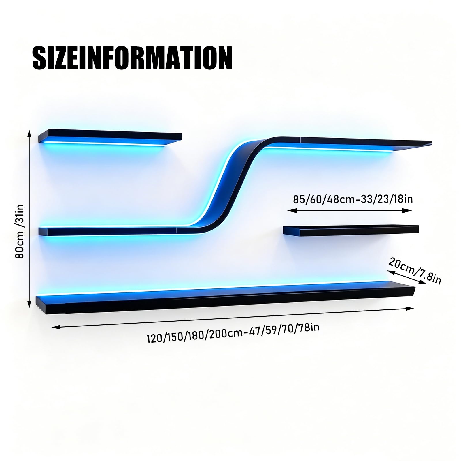 120cm Portabottiglie da parete con luci LED, espositore per bottiglie di liquori, mensole da bar in metallo a 3 ripiani, ideale per bar, caffetterie e ristoranti