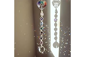 7 Chakra Suncatcher Heart-Shaped Tree of Life Chakra Crystal Healing Ornament