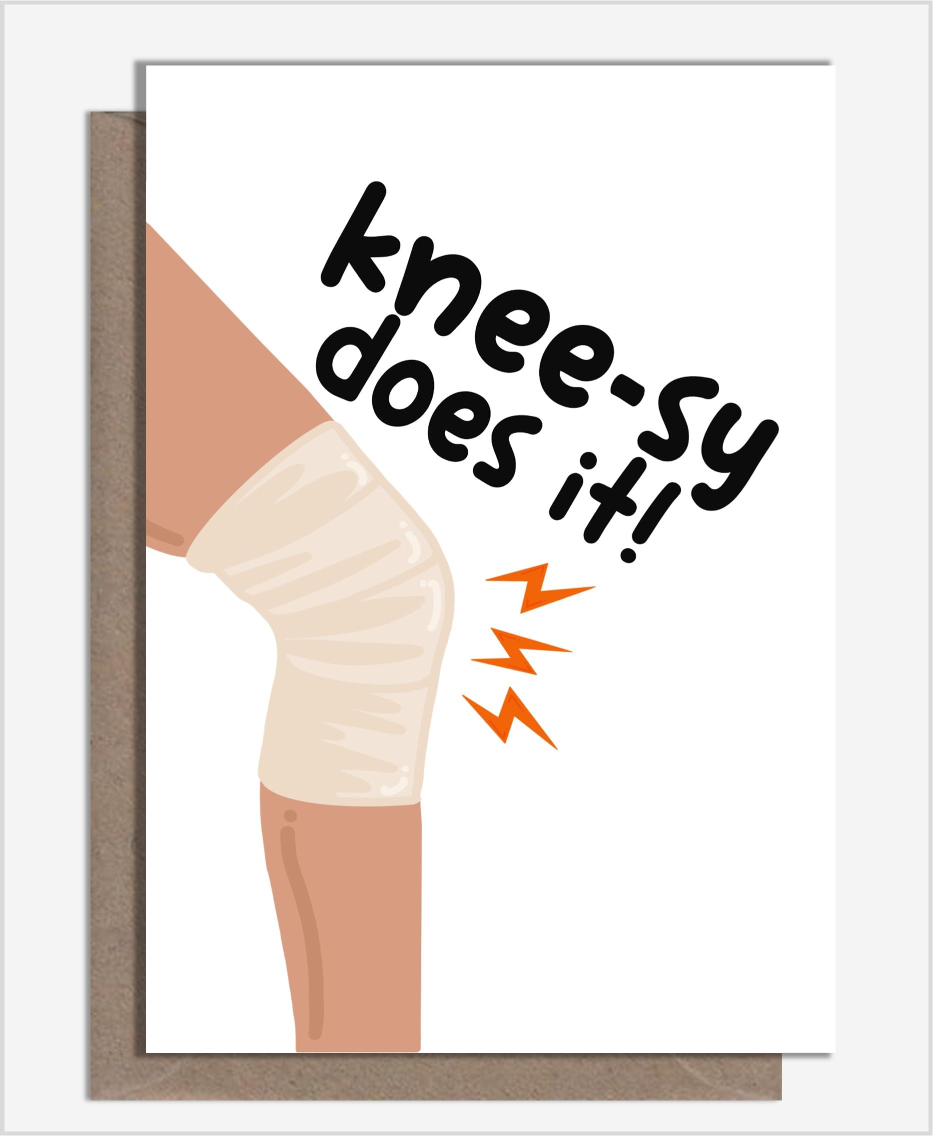 Cheeky & Funny Homemade Knee Operation Card For Good Luck With New Knees, Knee Surgery And Knee Replacement By What the Duck Cards - DOES IT (Card & Rainbow Confetti)