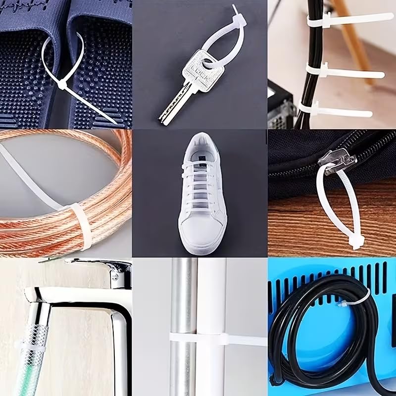 VIVALUXE 450mm Beyaz Kablo Bağı (100’lü Paket), Dayanıklı Naylon Plastik Kelepçe, Elektrik, Kablo ve Ev Kullanımı İçin, Geniş ve Uzun Zip Ties
