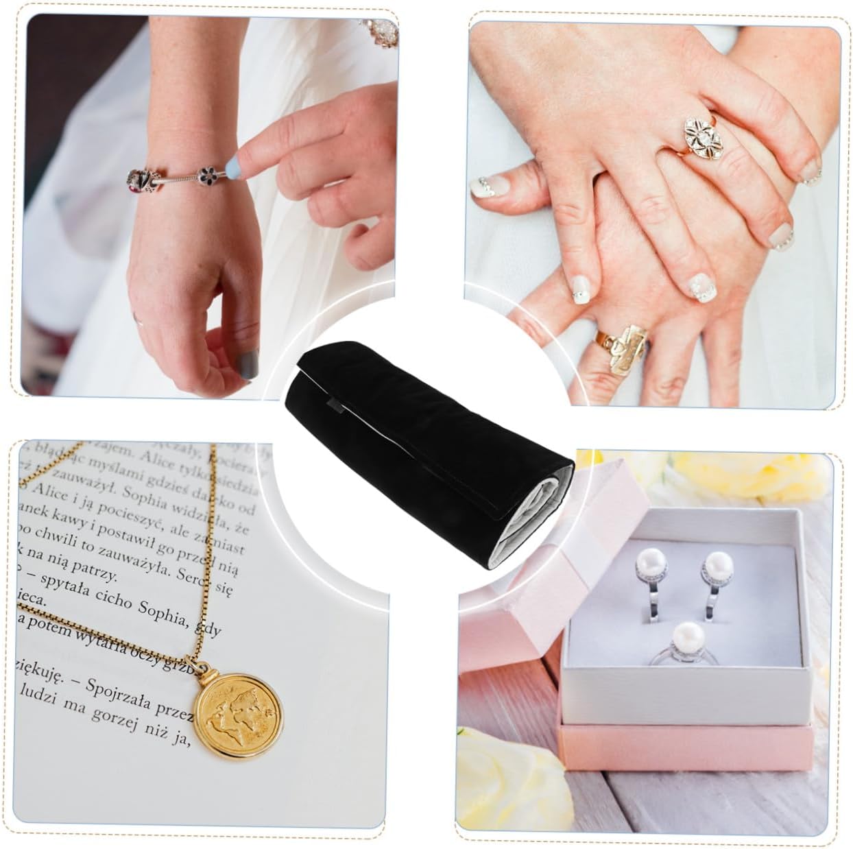 GALPADA Travel Jewelry Pouch Compact Jewelry Storage Bag Organize Necklace Bracelet Earring Roll Pouch for Home Travel