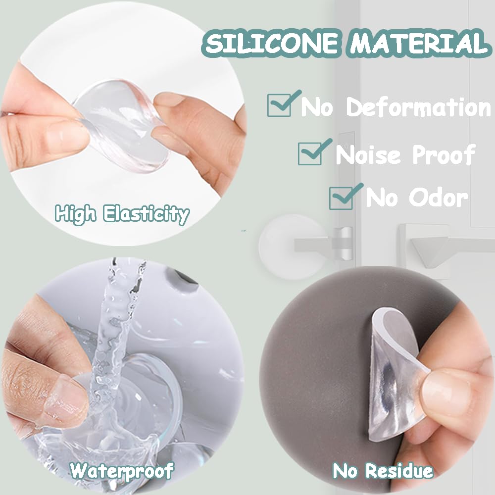 Fermaporta In Silicone Autoadesivi - 6 Pezzi, Paracolpi Per Pareti E Porte, Bianco - Foto 4