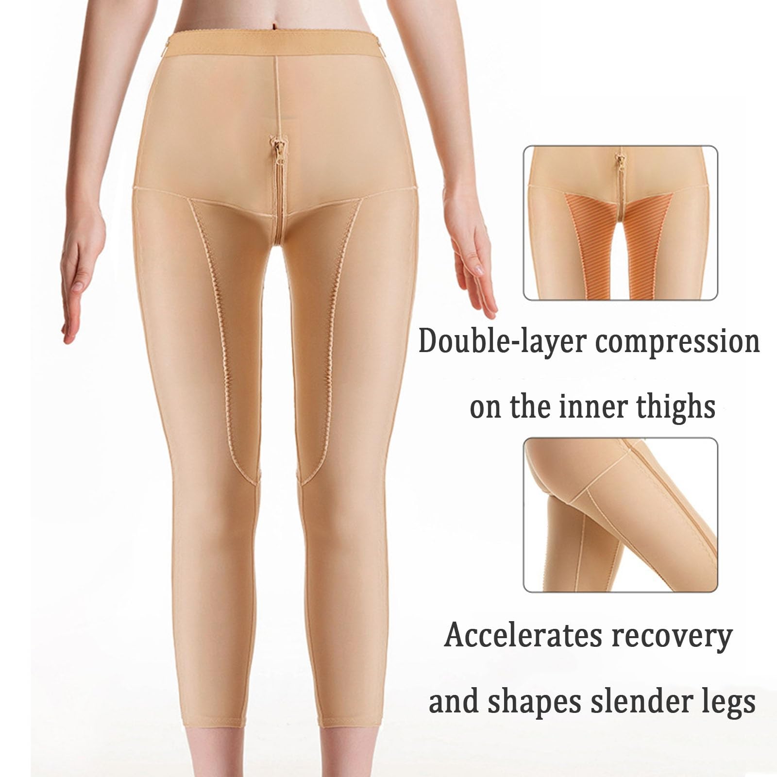 Faja Postquirúrgica con Cremallera Completa en la Pierna para Mujeres Después de Una Liposucción Pantalones Cortos de Compresión Levantador de Glúteos Moldeador de Muslos Adelgazante