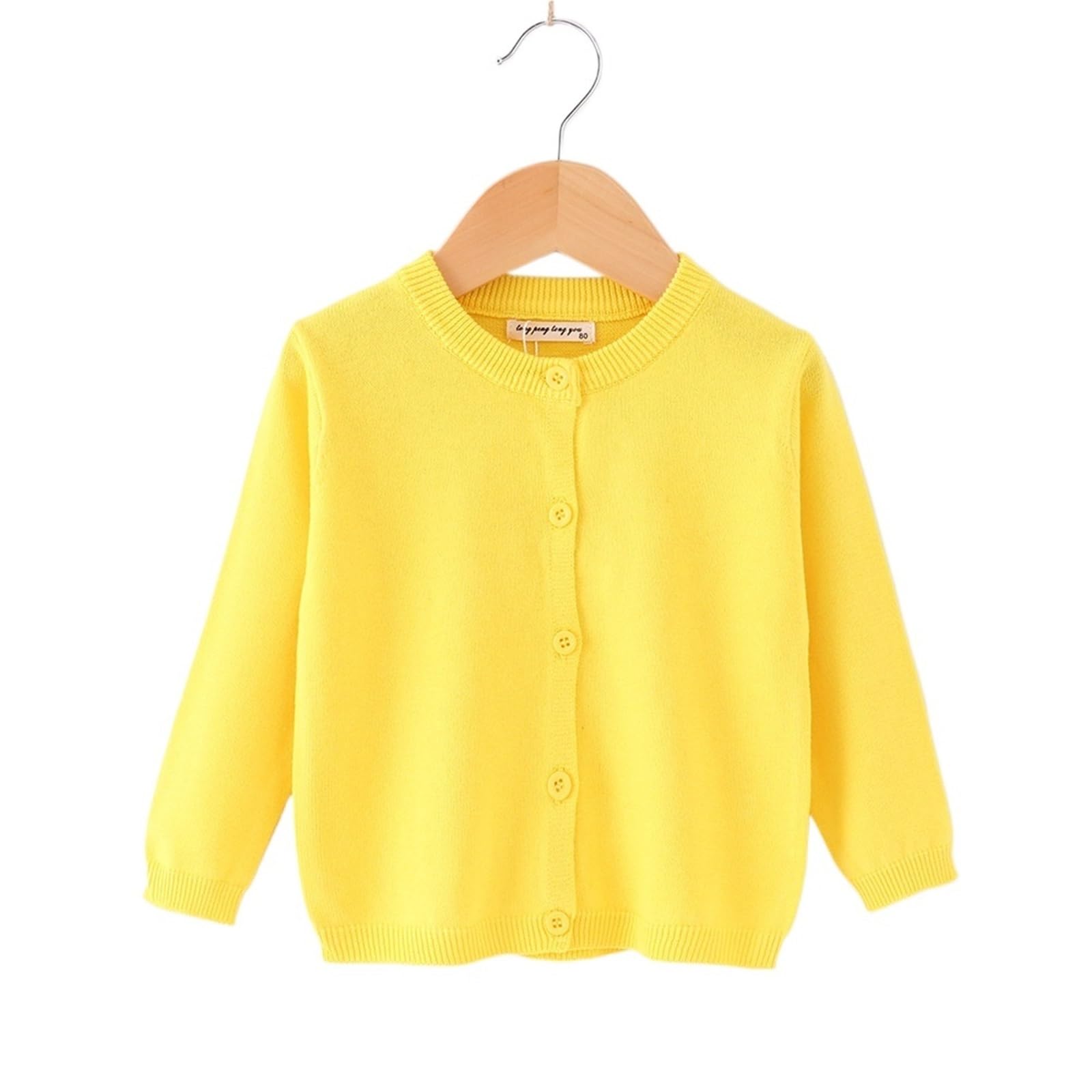Cárdigan de otoño for niñas, Chaqueta de Punto Suave for niños pequeños, suéter Informal de Manga Larga de Color sólido for niños de 1 a 6 años(SWT-B06,18-24M Size-90)