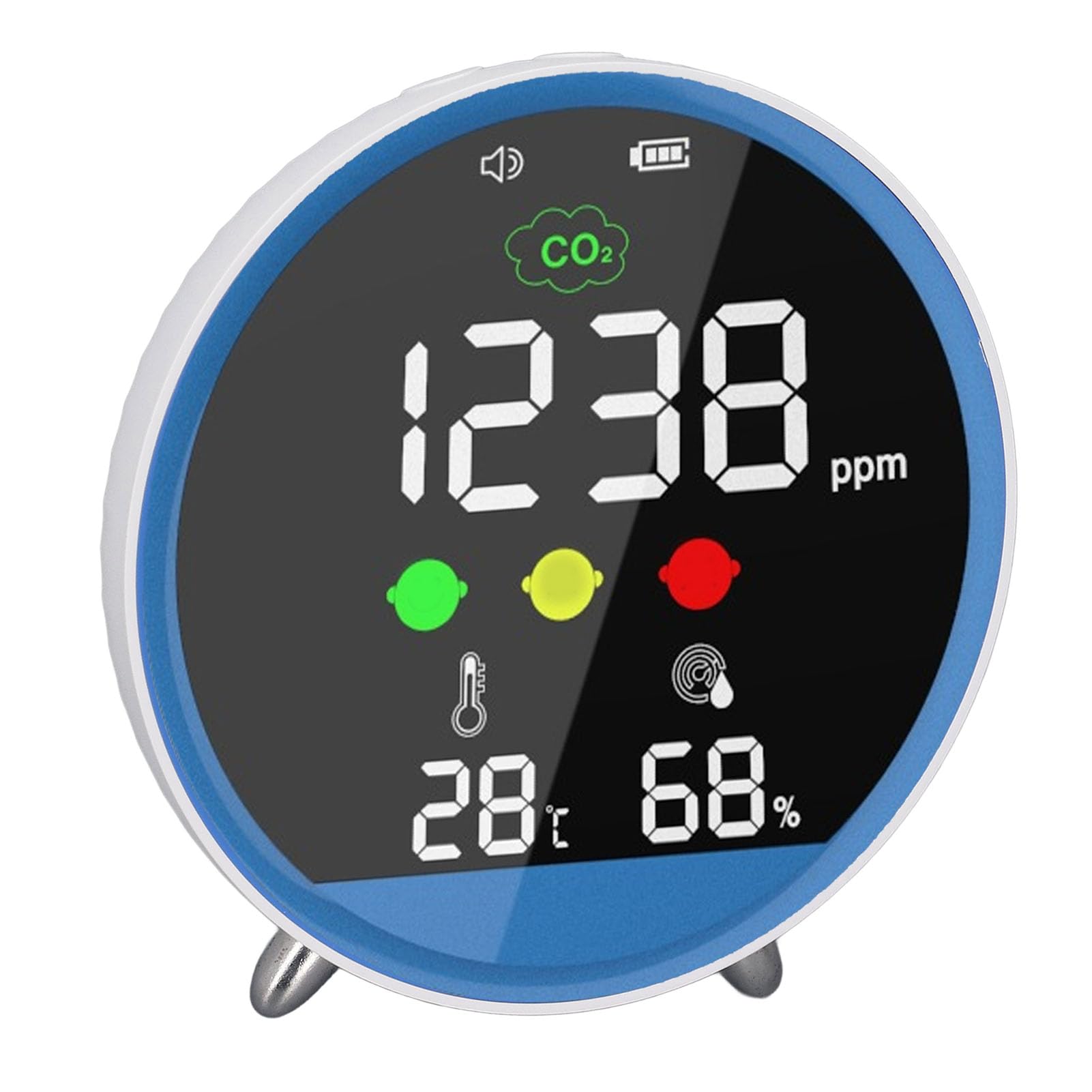 Detector de CO2 de Escritorio, Probador de CO2 Interior de Alta Precisión con Pantalla de Humedad y Temperatura, Portátil para el Hogar, la Oficina y el Aula