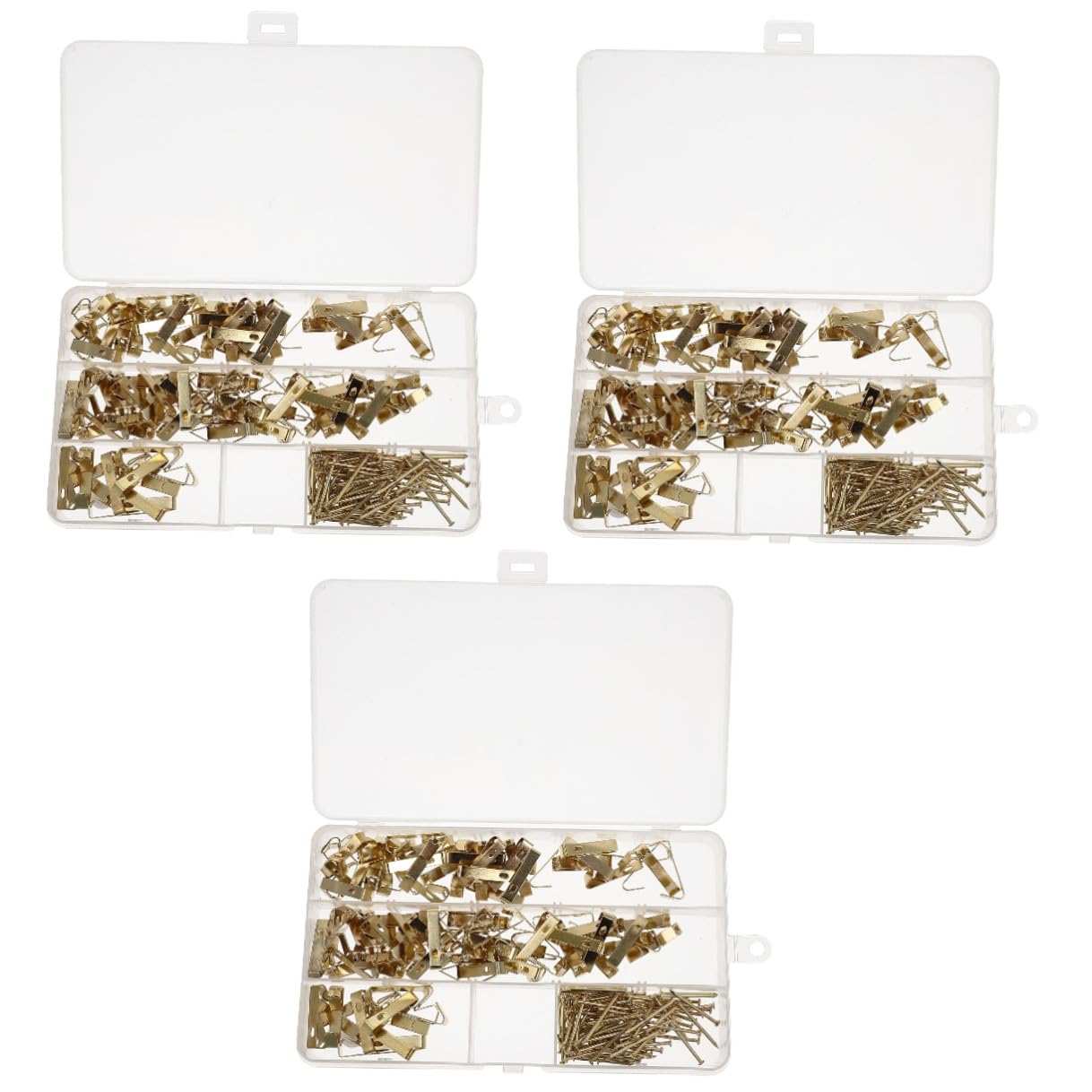 150 Juegos Ganchos de Pared para Cuadros con Tornillos Colgadores DIY Resistentes de Hierro para Marcos Fotos y Decoración Incluye Caja de Almacenaje